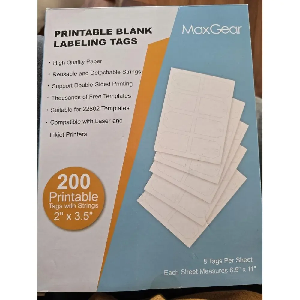 MaxGear 200 Price Tags with String, Gift and Clothing Tags, Hang Tag for...